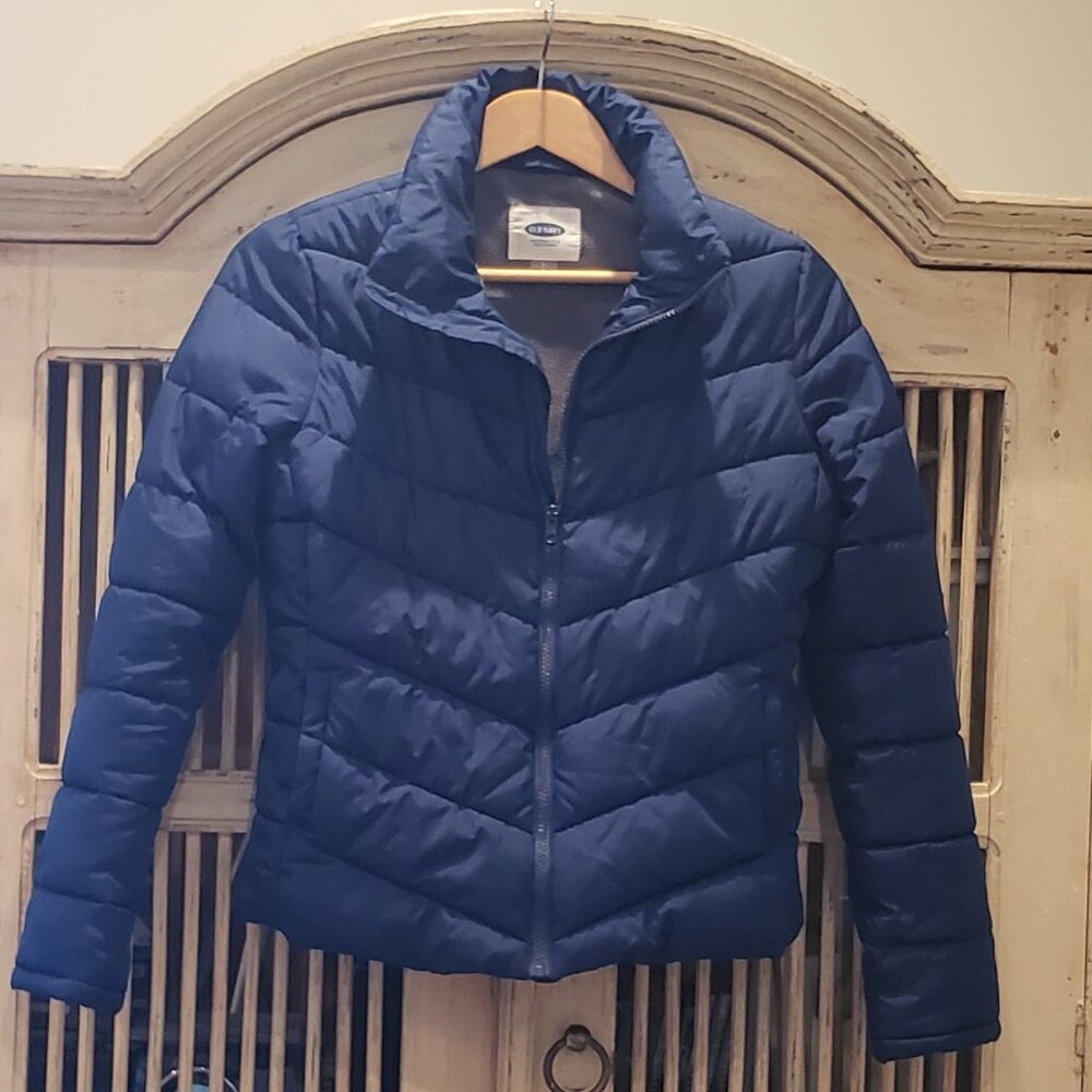 Womens Old Nave Blue Puffer Jacket with Fleece Lining Small